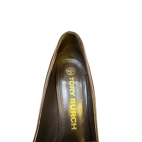 Tory Burch Brown Leather Block Heel Loafers w/Buckle detail Size 7.5 - Picture 7 of 11